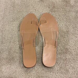 Clear Strap Tan Slide Sandals NIB 10